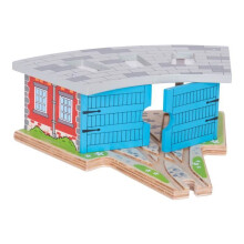 BigJigs Juguetes - Modelos - Hangar Locomotora con tres asientos - Garaje - Estación - Aeropuerto - Puerto - Casa - Edificio