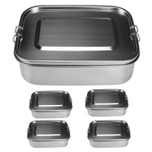 5X Bento Box Brot Dose, Bento Brotdose mit 3 Fächern für Sandwich und Zwei Seiten, 1400 Ml