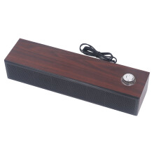 Wooden Stereo Soundbar for PC & Laptop, 2x2", Brown, USB Powered