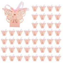 300 Stück Schmetterling Hochzeit Bevorzugung Kasten Geburtstag Party Geschenke Süßigkeit Kästen (Rosa)