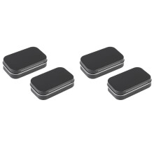 4 PCS Small Storage Box with Lid Rectangular Small Tin Boxes Metal Box with Lid Small Tin Box for Home Storage Black
