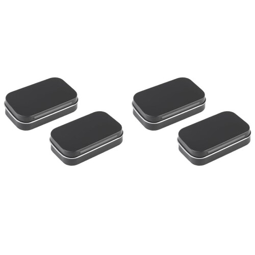 4 PCS Small Storage Box with Lid Rectangular Small Tin Boxes Metal Box with Lid Small Tin Box for Home Storage Black
