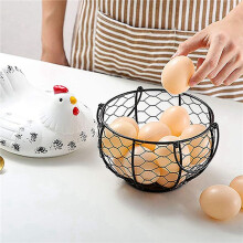 2X Egg Basket,Eggs Holder Basket, Organizer Storage Wrought Wire Restaurant Storage Basket,Kitchen Hen Decor (White)