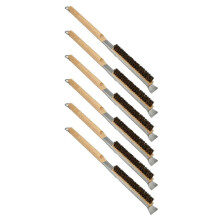 6X Pizza Oven Brush Barbecue Brushes Wooden Handle Grill Scraper Pizza Stone Cleaning Brush Household Cleaning Brush