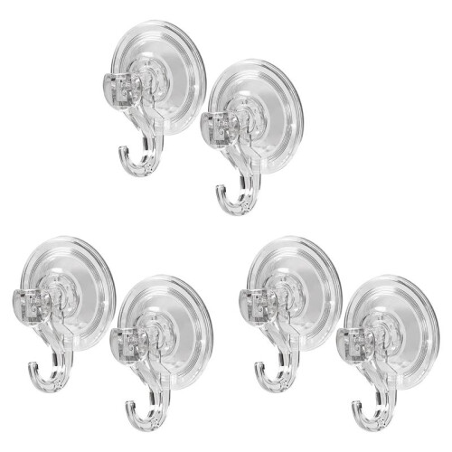 6X Large Transparent Reusable Heavy Duty Vacuum Suction Cup Hook