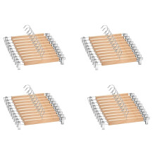 40 Pack Wooden Skirt Hangers with Adjustable Clips Non-Slip Trouser Hanger Natural Finish Lotus Wood Pants Hangers 360