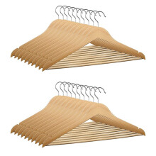 20 X Wooden Clothes Hangers 44.5 X 23cm Wooden Hangers Wooden Clothes Hangers 360 Degree Rotation
