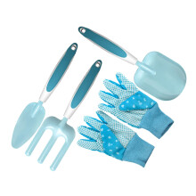 Garden Hand Tools Set with Metal Gardening Shovel and Rake for Planting Weeding in Flower Beds