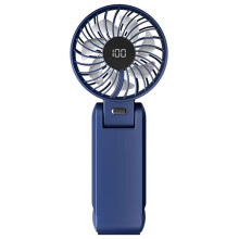 Handheld Cooling Fan 5 Speed USB Rechargeable Fan with Display Screen 1500mAh Outdoor Foldable Neck Hanging Fans A