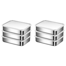 6X Roestvrijstalen Containers voor Voedselopslag, Voedselopslag Bento Box-Container, Lekvrij Siliconen Deksel Vaatwasmachinebestendig