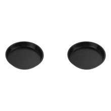2X Round Pizza Mould Plate Pizza Pan Deep Tray Carbon Steel Non-Stick Mold Baking Oven Tool Baking Mould Tray 10In Black