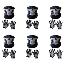Maschera di Halloween Teschio Spaventoso Maschera Mento Scheletro Guanti Fantasma per Spettacoli, Feste, Vestiti, Festival (18 Pezzi)