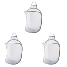 3X Mesh Collapsible Small Wall Laundry Baskets, Hanging Laundry Hamper, for Hotel, University Dormitory Use Gray