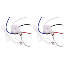 2X Ceiling Fan Kit 3 Speed 4 Wire, Fan Speed Control , ZE-208S Pull Wire with Rope Silver