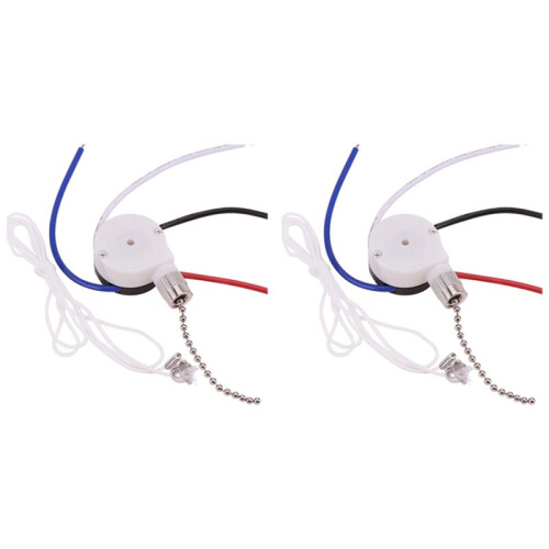 2X Ceiling Fan  Kit 3 Speed 4 Wire, Fan  Speed Control , ZE-208S Pull Wire  with Rope Silver