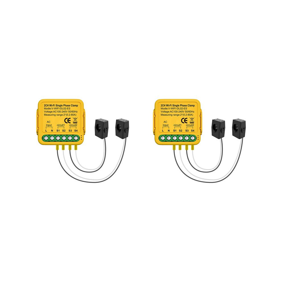 2X Tuya Wifi Power Meter Monitor 2Ch Real- Current Monitor Automation Notifications Life Remote Control 6031910654735