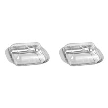 2X Butter Container - White Butter Fridge Storage Container Butter Storage Box,Metal Butter Box with Lid