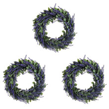 3X Artificial Wreath, Door Wreath 17 Inch Lavender Spring Wreath Round Wreath for the Front Door, Home Decor
