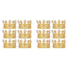 12Pcs Gold Crown Cake Topper Small Crystal Pearl Cupcake Toppers Tiara Small Cupcakes Crown for Wedding Birthday