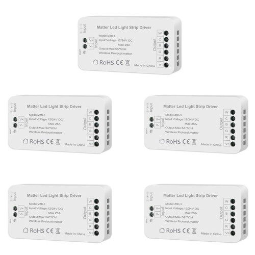 5X Matter Wifi LED Strip Light Controller RGBCW Controller LED Strip Bixb/Siri/per  Home/per Supporto Controllo Alexa
