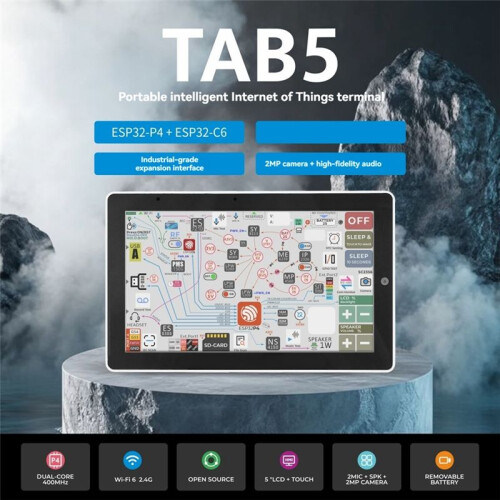For M5Stack Tab5 IoT Controller/Development Portable  IoT Terminal ESP32-P4 + ESP32-C6 Without Battery 2