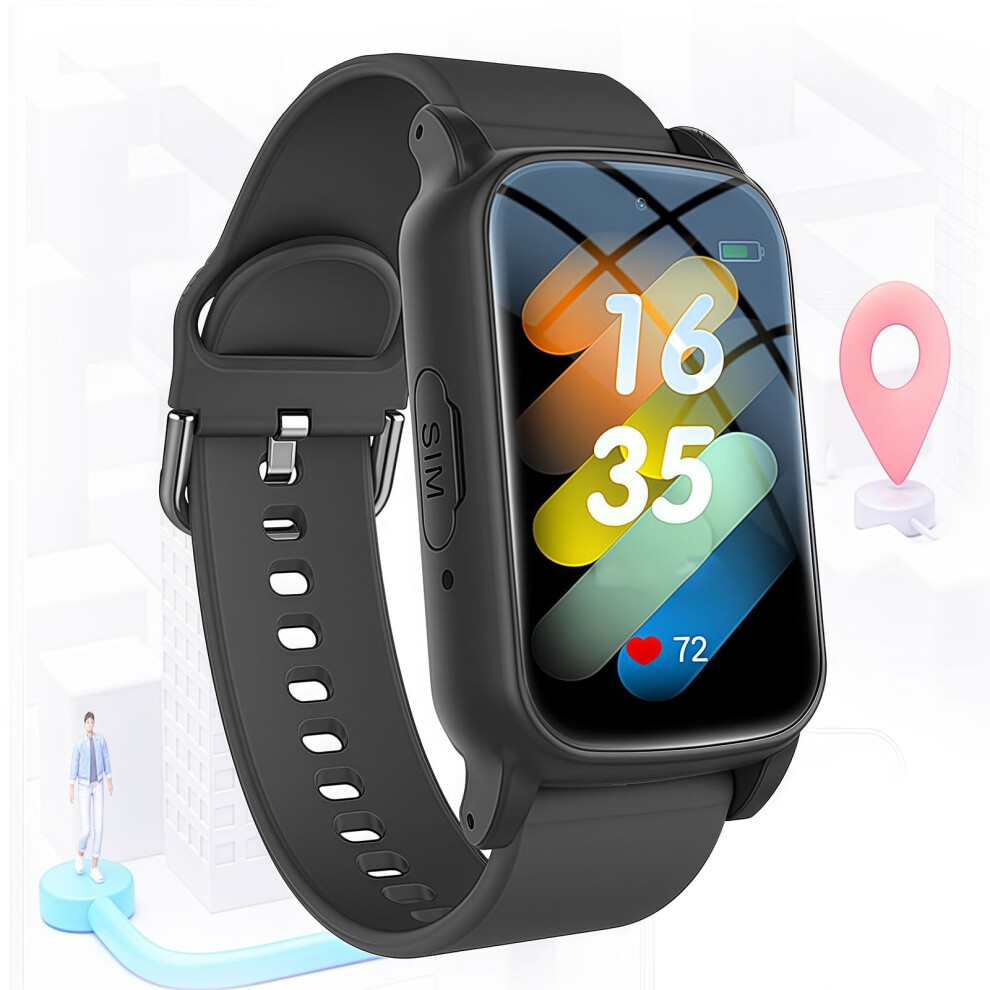 Smartwatch For Seniors With Fall Detection, Sos Call, 4G Gps Tracking, Ip67 Waterproof, Black 9073542443209