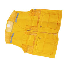 Volunteer Vest with Multi Pockets, Cotton Blend, Yellow, Size 1 XL
