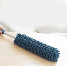 Detachable Washable Chenille Hand Duster with Extendable Stainless Steel Pole, Dark Blue