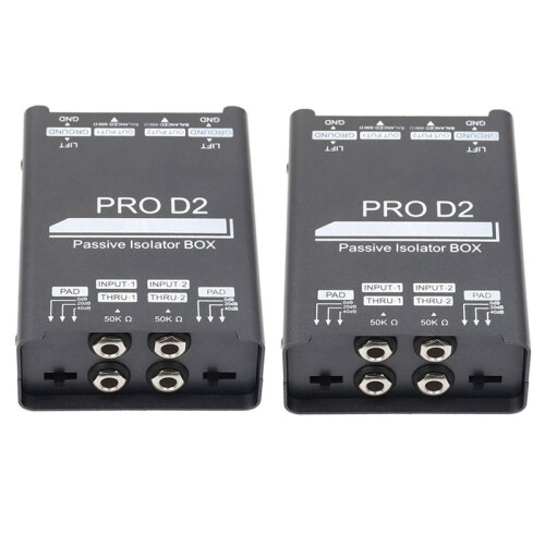 PRO D2 Passiv Isolator BOX Ljudisolator Basgitarr DI Box Impedansomvandlare DI BOX Strömljud Brusmixer