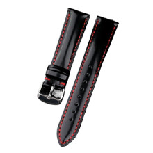 21mm Black Leather Watch Band for Men, Quick Release Italian Cowhide Strap with Silver Buckle