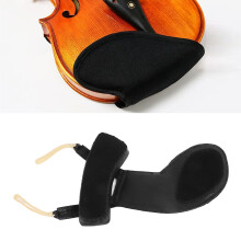 Violin Shoulder Rest Pad, Sheepskin, Adjustable Cover, Black, 3/4-4/4