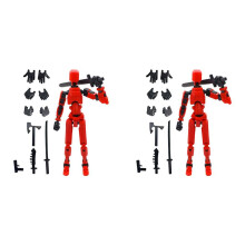 2X Robot Action Figure, 3D Printed with Full Articulation for Stop Motion Animation Red