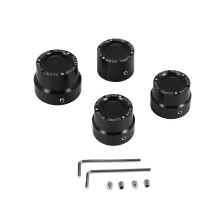 4 Pcs Black Aluminum Rough Carving Front & Rear Axle Nut Covers Caps Fit for Sportster XL883 XL1200 Dyna Touring V-Rod