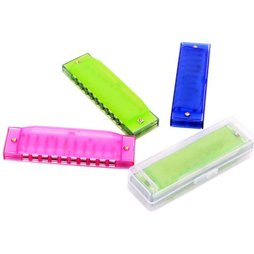 harmonica plástica azul com 10 furos para iniciantes e crianças 1