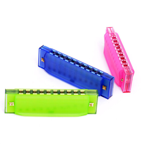 harmonica plástica azul com 10 furos para iniciantes e crianças 2