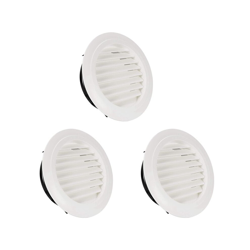 3Pcs 8 Inch Round Air Vent Abs Louver Grille Cover Soffit Vent With Built-In Fly Screen Mesh White 6032296769587