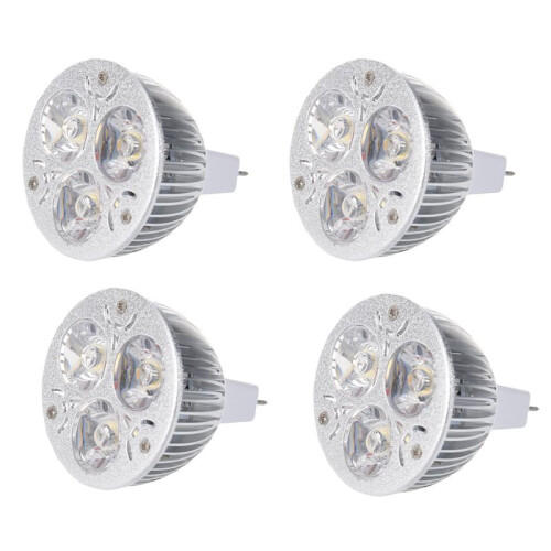 4X 3W 12-24V MR16 Warm White 3 LED Light Spotlight Lamp Bulb Only
