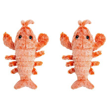 2X Floppy Lobster Hundleksaker Plysch Jumping Interactive Toy Motion Aktiverad RöRlig Husdjursleksak, Plyschdjurtuggleksak,B