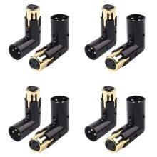 8PCS Audio Adapter Plug Adjustable Male to Female Right Angle XLR Adapter 3Pin Black (XLR 90 Degree Adapter)