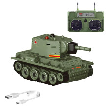 Mini RC Tank 1/64 Scale 2.4G Remote Control Battle Tank with Infrared Combat Mode, Rotating Turret, Green