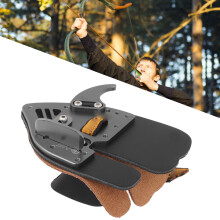 Schwarz Graues Bogenschießen Finger Plattenschutz aus Leder mit Aluminium, Ergonomisch, M