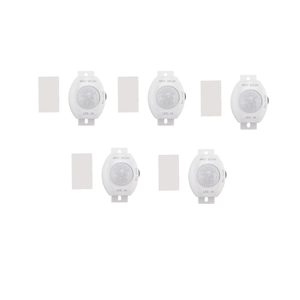 5X Pir Infrared Motion Sensor Detector Dc5-24V Auto Off Timer Led Light Body Pir Motion Sensor Lamp(White) 4711462119099