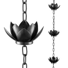 Rain Chain Set, 4ft Copper Plated Rain Chain for Gutters with Adapter, Lotus Rain Chain Cups to Replace Gutter Downspout