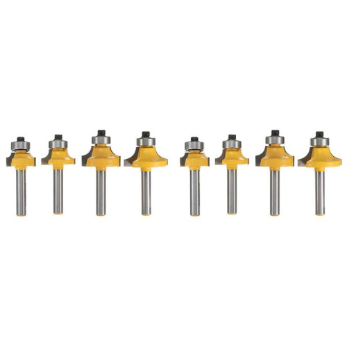 8Pcs 1/4 Inch Shank Round Over Router Bits Corner Rounding -Forming Edging Tool Set
