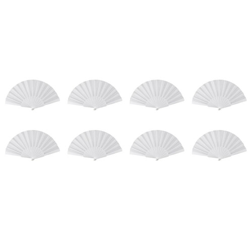 8X Plastic Fabric Hand Foldable Fan for Ladies Men White