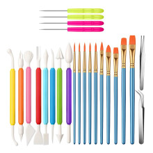24 Pcs Cookie Decorating Kit Fondant Taart Decoreren Tool Inclusief Decoratie Borstels Roer Naald Modellering Tool Pincet Foto Kleur