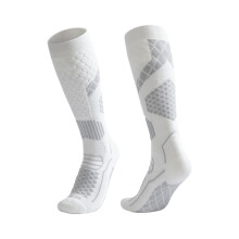 (White, L 40 to 44) Thermal Compression Ski Socks Thick Warm Windproof Quick Dry Ski Socks for Men Women Outdoor Sports