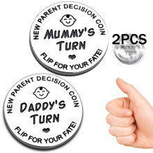 Funny Pregnancy Gift Coin for Parents, Double Sided Matched Pair Design, Baby Announcement Gift