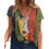 (red, L) Women\'s Picasso Print V-Neck Blouse 1