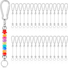 30Pcs Beadable Keychain Bars Sliver Bulk Blank Beadable Keychains Cute Metal Keychains Bar DIY Keychain Supplies B